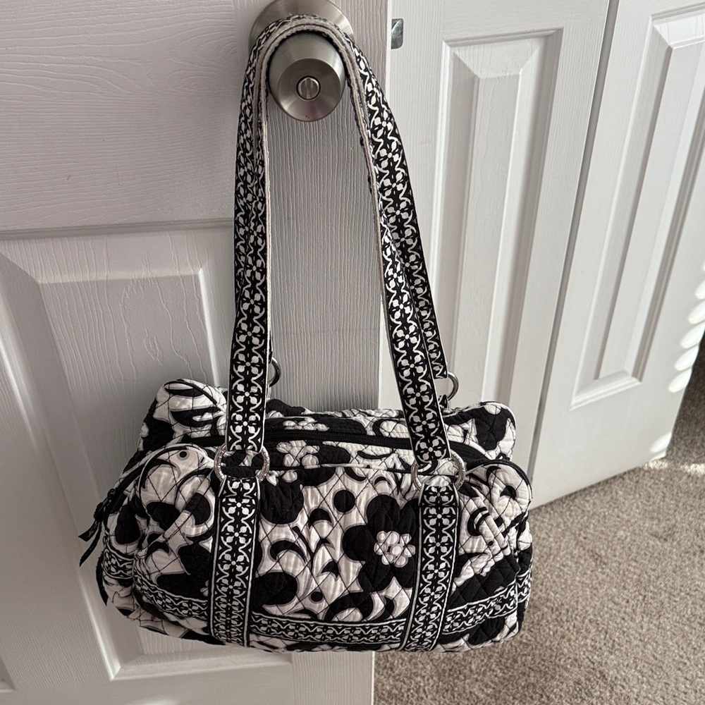 Vera Bradley Black and White Floral Shoulder Bag